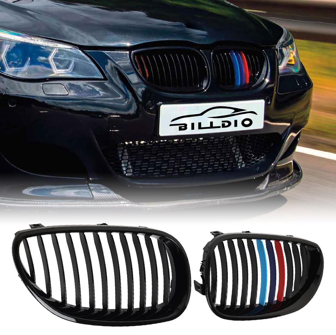 BILLDIO E60 Kühlergrill, Frontnierengrill, M, kompatibel mit BMW 5er-Serie E60 E61 520i, 523i, 525i, 528i, 530i, 535i, 550i, ABS, glänzend schwarz, einzelne Lamelle BILLDIO E60 Kühlergrill, Frontnierengrill, M, kompatibel mit BMW 5er-Serie E60 E61 520i, 523i, 525i, 528i, 530i, 535i, 550i, ABS, glänzend schwarz, einzelne Lamelle von BILLDIO