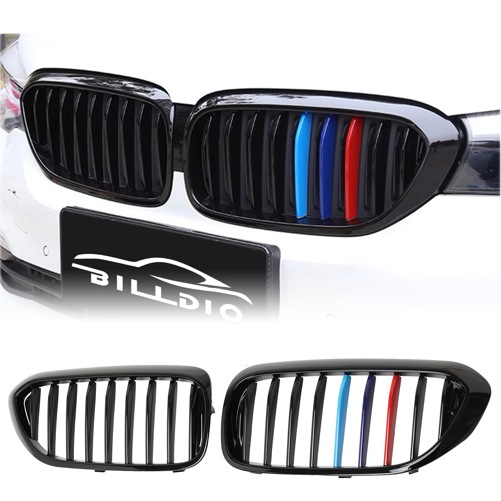 BILLDIO G30 Kühlergrill, Frontnierengrill, M, kompatibel mit BMW 5er-Serie G30 530e 530e xDrive 530i 530i xDrive 540i 540i 540i xDrive 550i xDrive, ABS glänzend schwarz, Einzellamelle BILLDIO G30 Kühlergrill, Frontnierengrill, M, kompatibel mit BMW 5er-Serie G30 530e 530e xDrive 530i 530i xDrive 540i 540i 540i xDrive 550i xDrive, ABS glänzend schwarz, Einzellamelle von BILLDIO