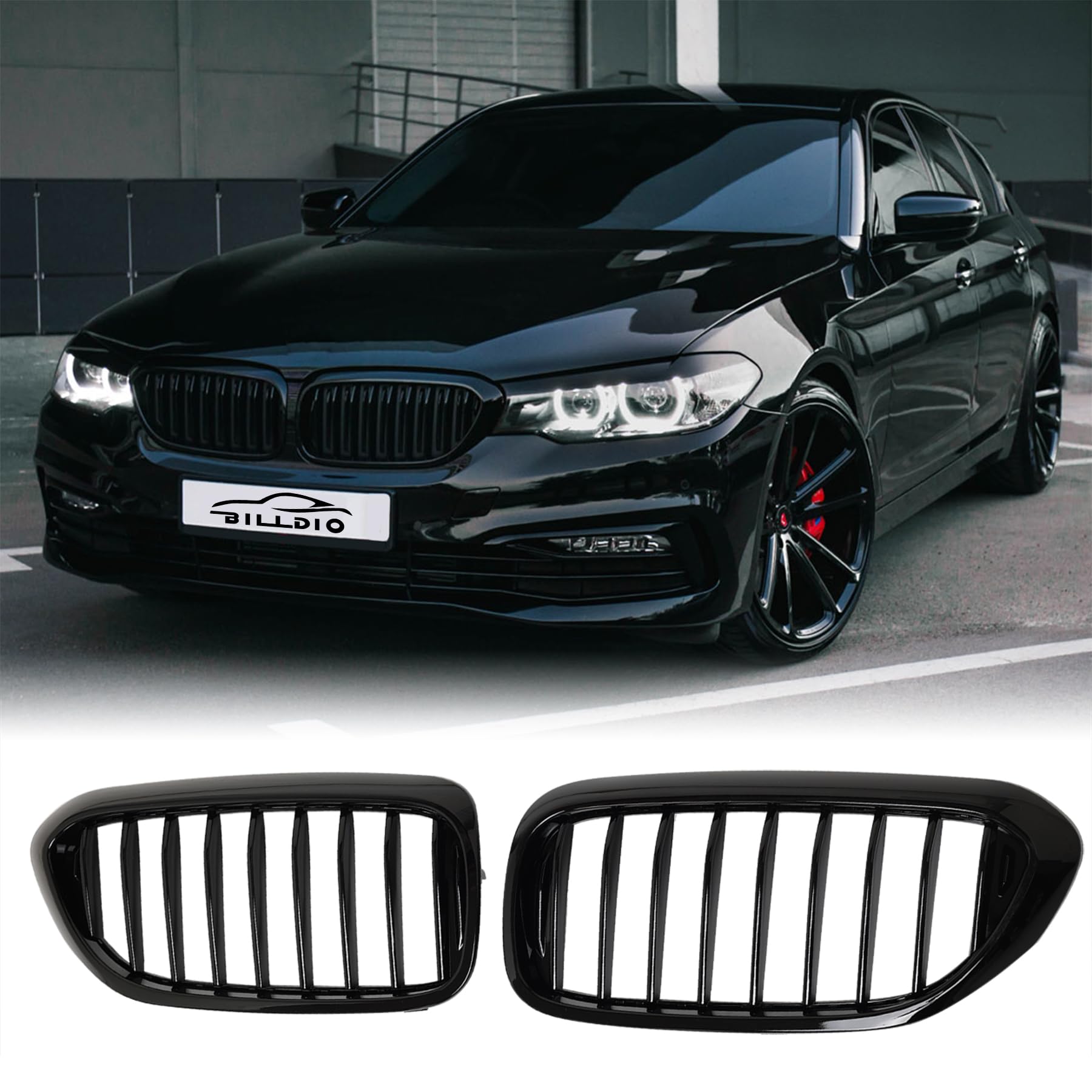 BILLDIO G30 Kühlergrill – schwarze Nieren-Lamellen, kompatibel mit BMW 5er-Serie G30 2017–2019 530e 530e xDrive 530i 530i xDrive 540i 540i xDrive 550i xDrive, ABS glänzend schwarz Nierengrill BILLDIO G30 Kühlergrill – schwarze Nieren-Lamellen, kompatibel mit BMW 5er-Serie G30 2017–2019 530e 530e xDrive 530i 530i xDrive 540i 540i xDrive 550i xDrive, ABS glänzend schwarz Nierengrill von BILLDIO