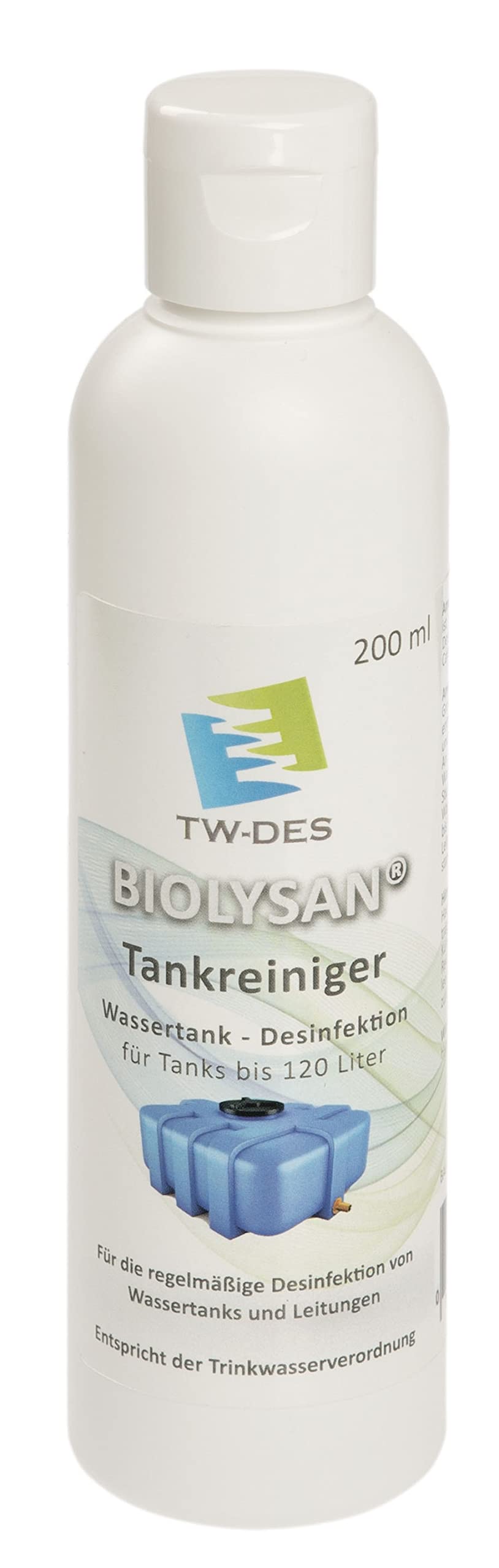 TW-DES BIOLYSAN Tankreiniger zur Tank- und Leitungsdesinfektion bis 120l Tanks, entspricht der Trinkwasserverordnung, für Wohnmobil Caravan Boot, Made in Germany von BIOLYSAN