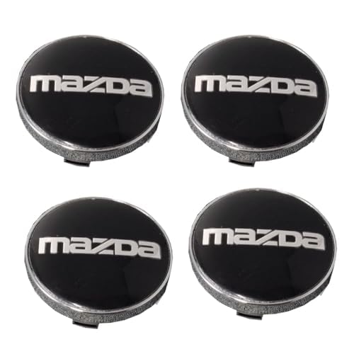 4 Stück Auto Nabendeckel für Mazda 65mm, Nabenkappen mit Logo Radnabenkappen Wasserdicht Staubdicht Anti Rost Felgendeckel Auto Accessoires, C Black von BIRNN
