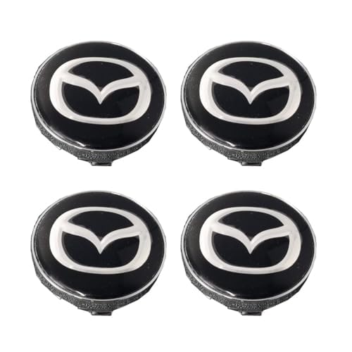 4 Stück Auto Nabendeckel für Mazda 65mm, Nabenkappen mit Logo Radnabenkappen Wasserdicht Staubdicht Anti Rost Felgendeckel Auto Accessoires, D Black2 von BIRNN