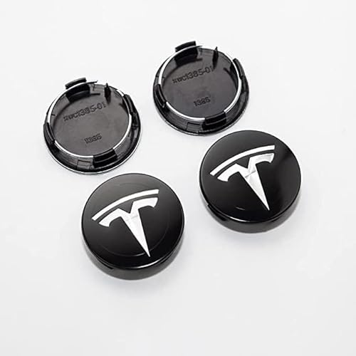 4 Stück Auto Nabendeckel für Tesla Model 3/S/X 60mm, Nabenkappen mit Logo Radnabenkappen Wasserdicht Staubdicht Anti Rost Felgendeckel Auto Accessoires,A Black von BIRNN