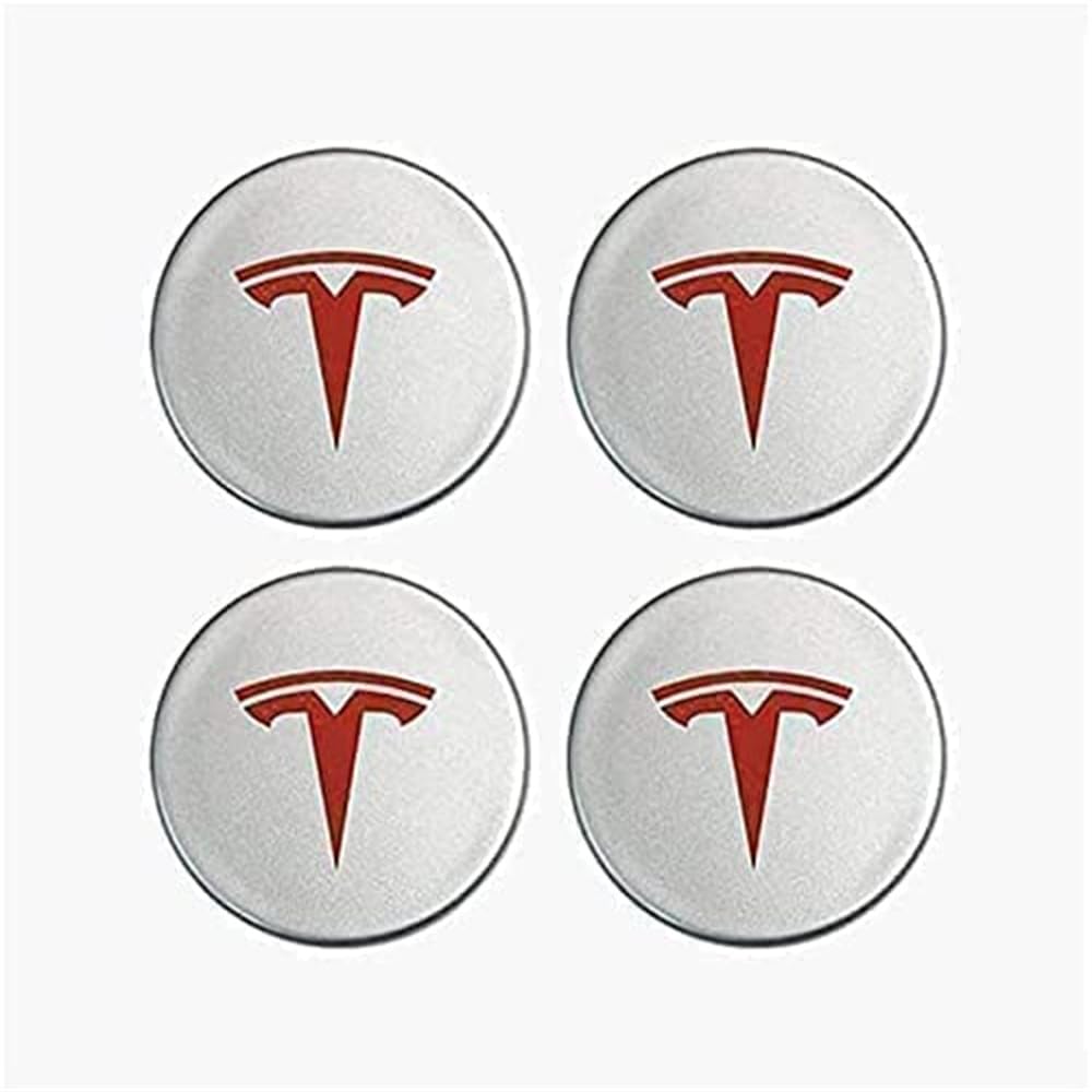 4 Stück Auto Nabendeckel für Tesla Model X Model S Model 3 60mm, Nabenkappen mit Logo Radnabenkappen Wasserdicht Staubdicht Anti Rost Felgendeckel Auto Accessoires von BIRNN