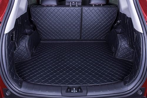 Full Wrap Leder Kofferraum Matte für VW Touareg III (CR) 2018-2023, Wasser Beweis Auto Zubehör Innen Schutz Pad,C-Black von BISISO