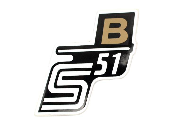 1x Aufkleber, Sticker Simson S51 B in Gold Weiß Schwarz, Beklebung für Seitendeckel links oder rechts von BISOMO