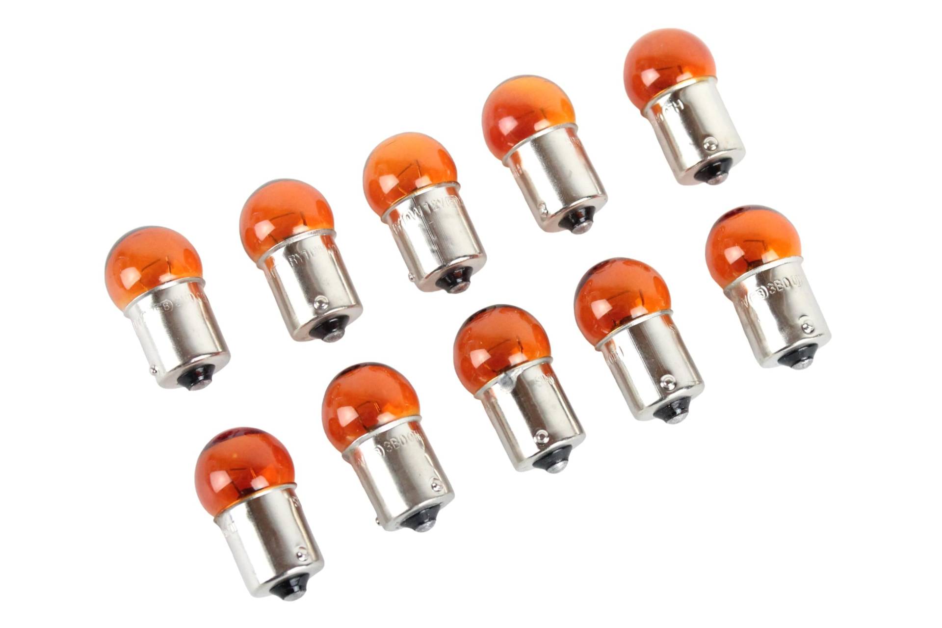 BISOMO Blinker x 10, Glühlampe, Orange, 12V, 10W, BA15s, E-ZEICHEN, Bremslicht, Fahrzeugbeleuchtung, Für Simson, Moped, Motorrad, Roller, Quad, Auto von BISOMO