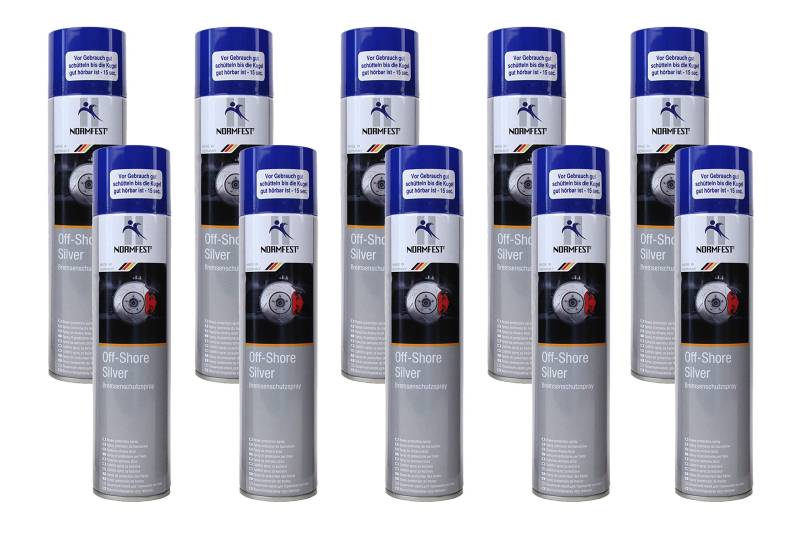 10x Normfest Bremsenschutz Spray Off-Shore Silver auf Keramikbasis (Inhalt je 400 ml, insgesamt 4000 ml) von BISOMO