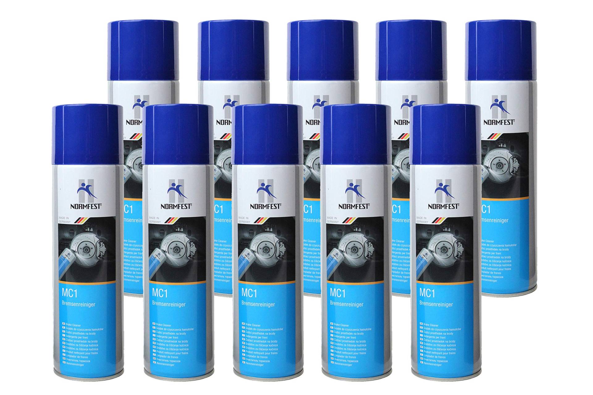 10x Normfest MC1 Bremsenreiniger Spray Entfetter Aerosol Inhalt je 500ml, gesamt 5000 ml) von BISOMO
