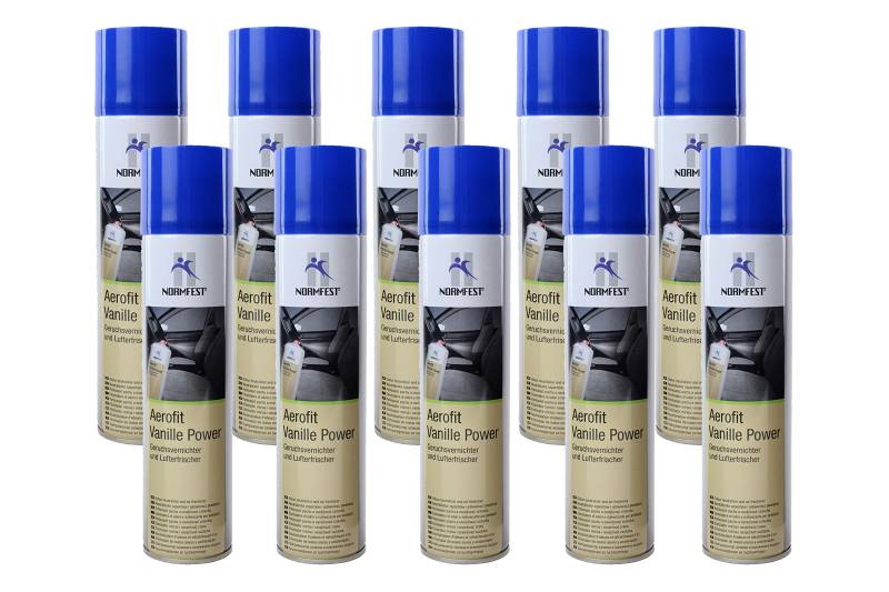 10x Normfest Vanilleduft Geruchsvernichter und Lufterfrischer Aerofit Power Raumspray (Inhalt: je 400ml, insgesamt 4000ml) von BISOMO
