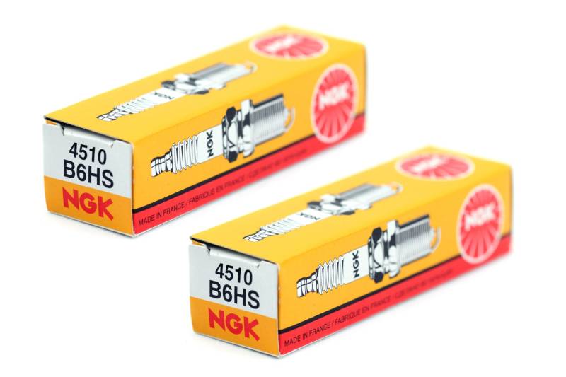 2x NGK B6HS Hochleistungs Zündkerze 2er Set Ø14mm für Motorrad Auto Boot Quad Motor Motorroller Kleinkrafträder PKW Stock Nr. 4510 von BISOMO