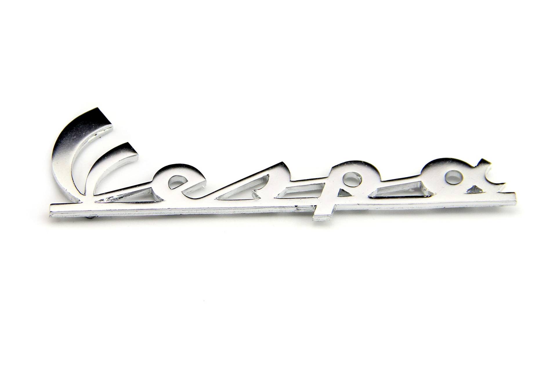 Aufkleber Emblem Piaggio Vespa Chrom 3D-Optik Länge 100 mm für Beinschild oder Kotflügel von BISOMO