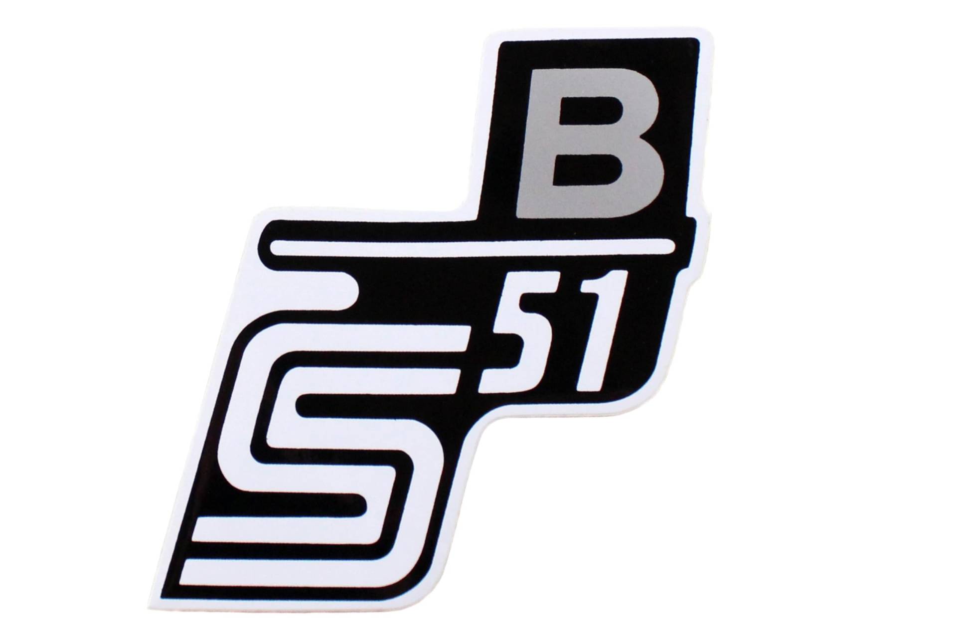 Aufkleber Simson S51 B Silber und Weiß für Seitendeckel links oder rechts von BISOMO