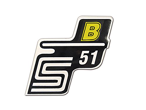 Aufkleber Simson S51 B gelb/weiß für Seitendeckel links oder rechts von BISOMO