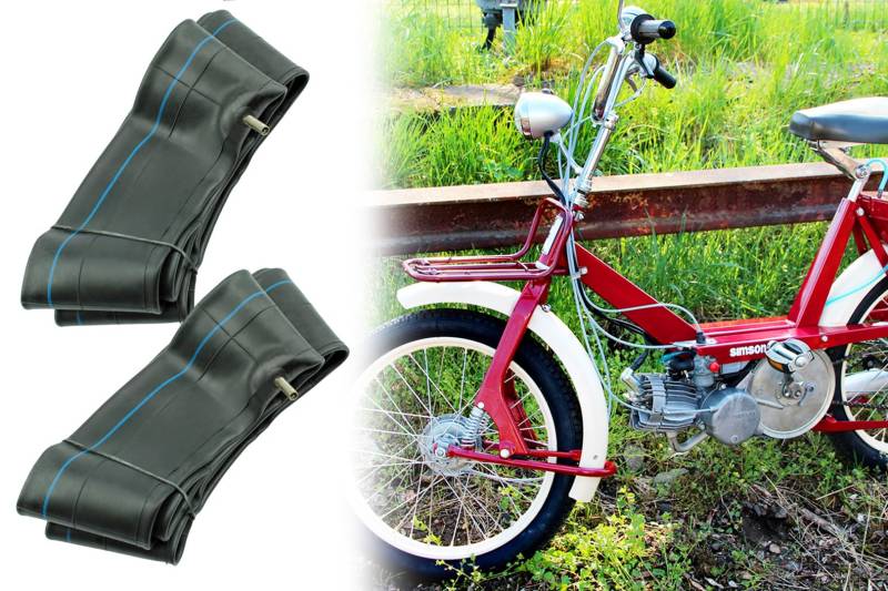 BISOMO 2X Mila Schlauch 2 1/4 x 16 Zoll 2,25 x 16 Zoll für Simson SL1, Mopedanhänger, Mofa, AV Autoventil gerade von BISOMO