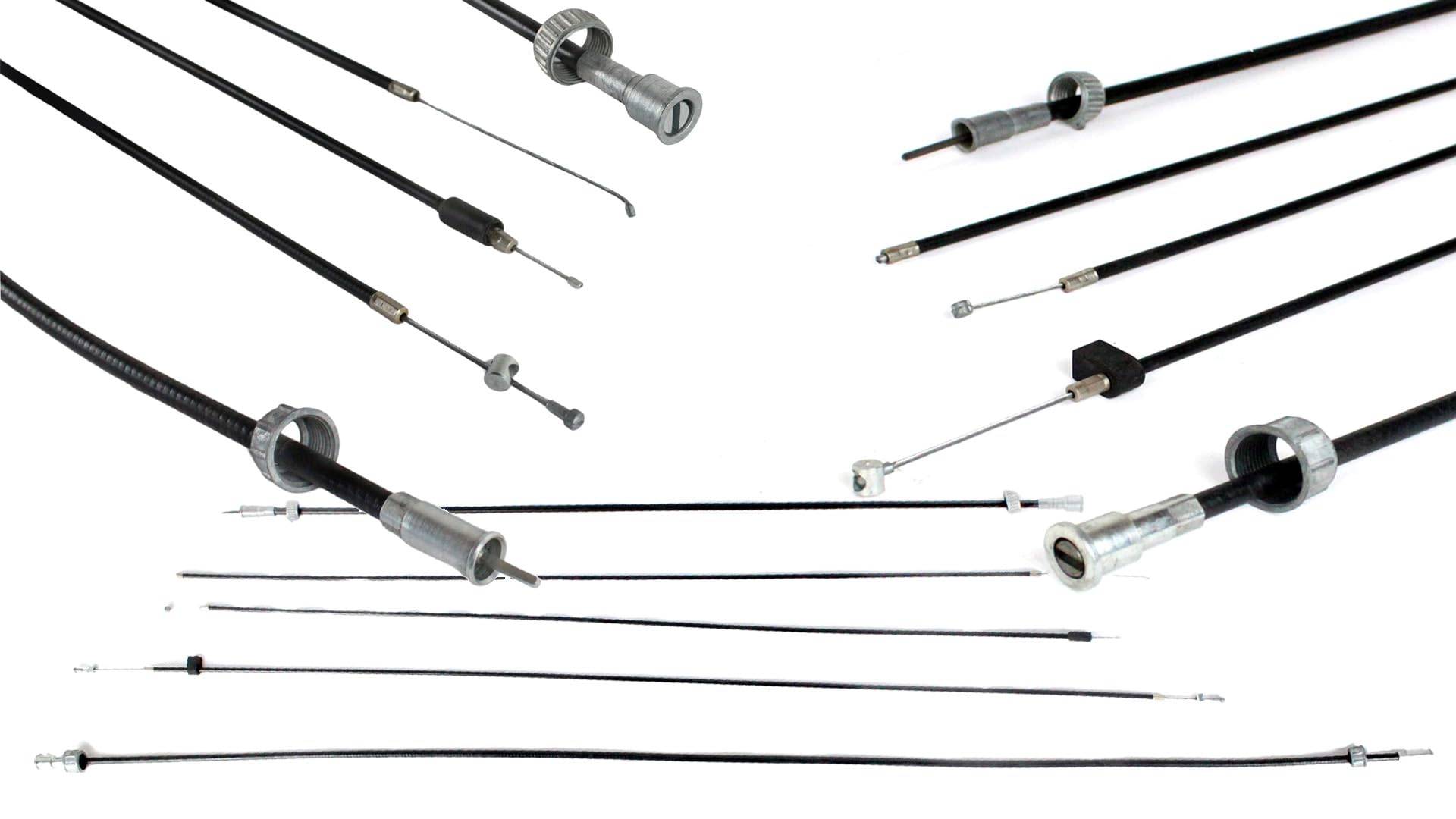Bowdernzugsatz, Bowdenzug 5-teilig für MZ ETZ 125 ETZ150 mit Trommelbremse Gaszug, Bremszug vorn, Starterzug, Kupplungszug, Tachowelle Bowdernzugsatz, Bowdenzug 5-teilig für MZ ETZ 125 ETZ150 mit Trommelbremse Gaszug, Bremszug vorn, Starterzug, Kupplungszug, Tachowelle von BISOMO