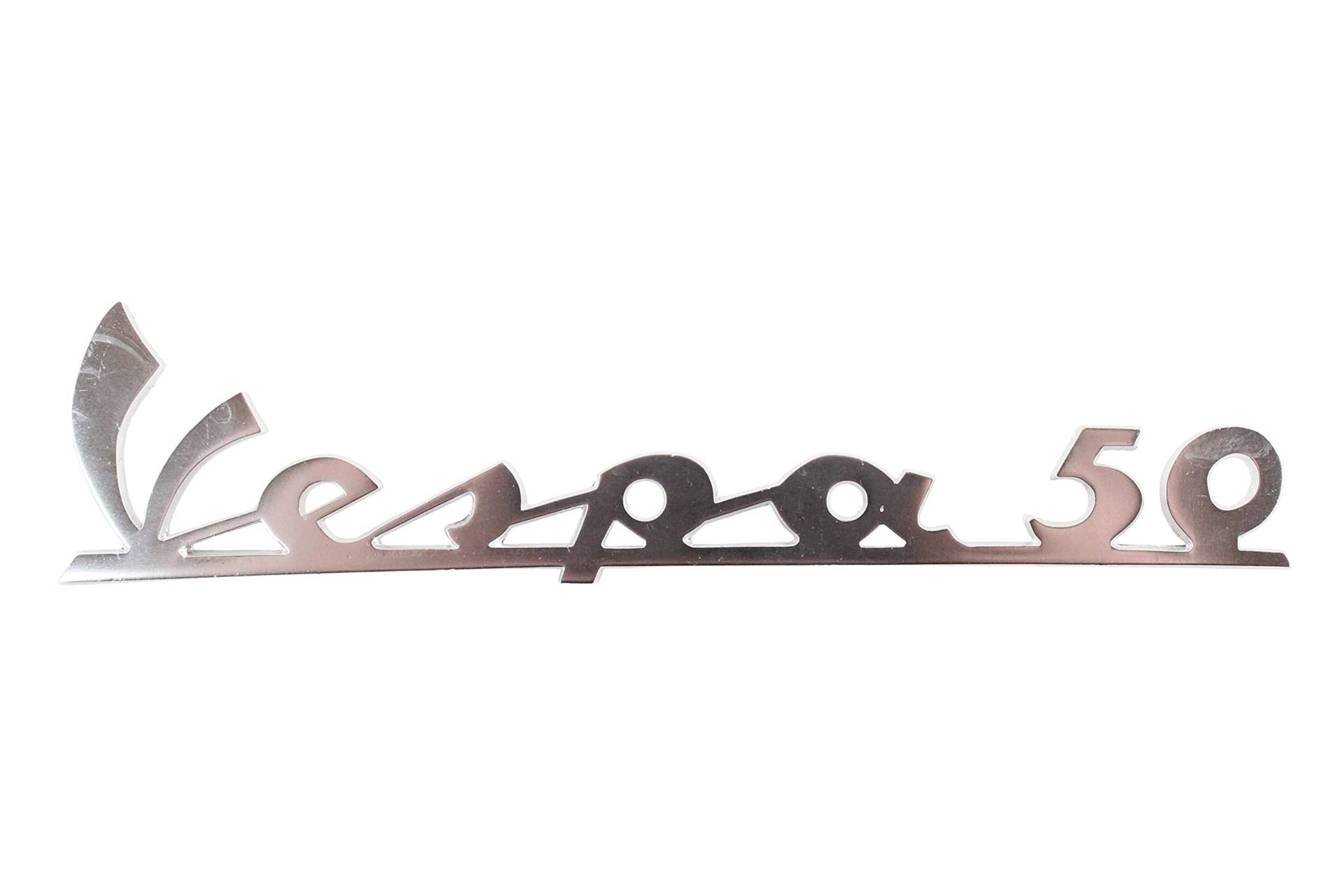 Emblem Schriftzug Vespa 50 für Beinschild Länge 135 mm Emblem Schriftzug Vespa 50 für Beinschild Länge 135 mm von BISOMO