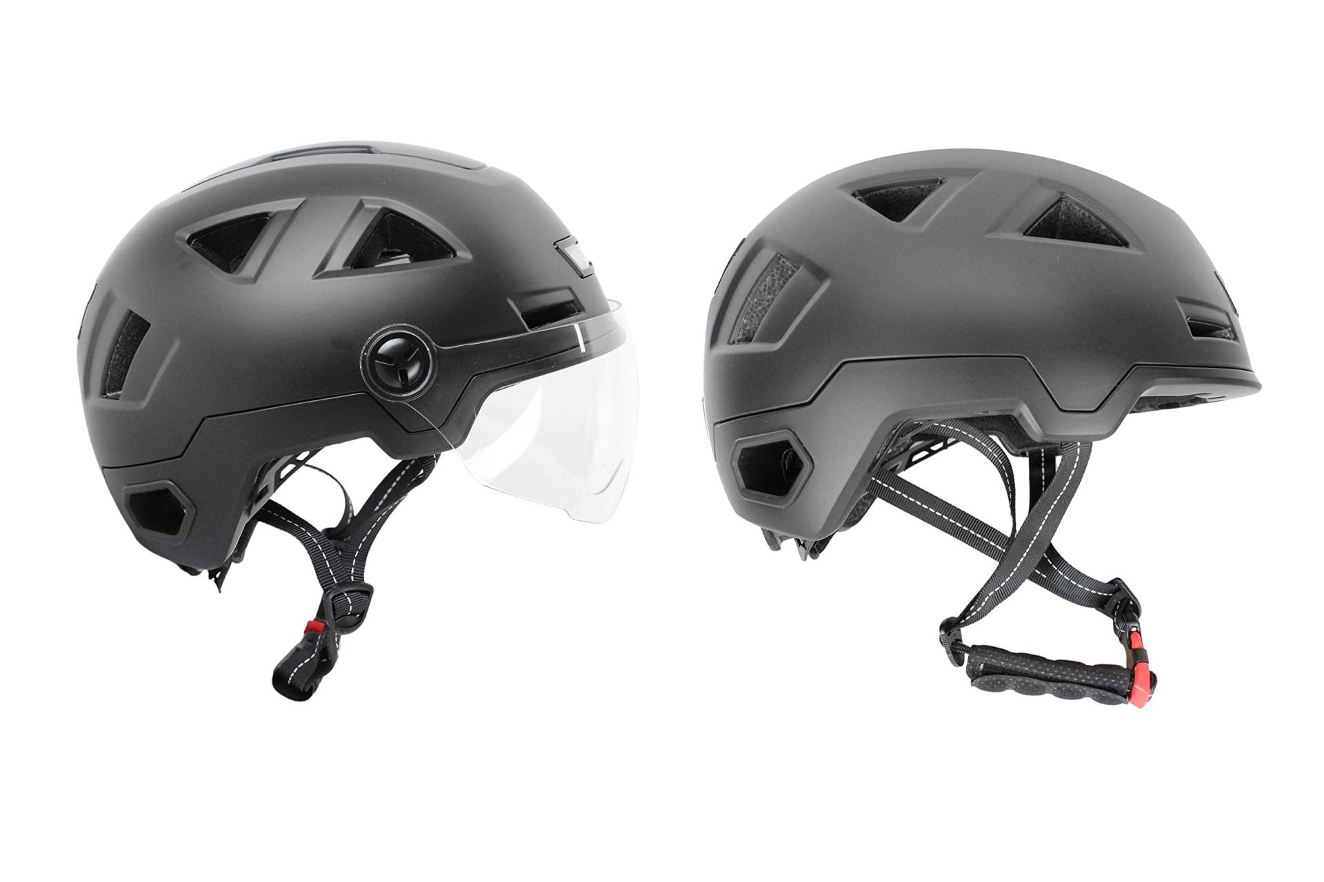 Helm mit Beleuchtung vorn/hinten mit und ohne Visier für Fahrrad Speedbike E-Bike E-Scooter Skateboard Skates Mountainbike Freeride Downhill, Vito Helme:mit Visier L/XL von BISOMO