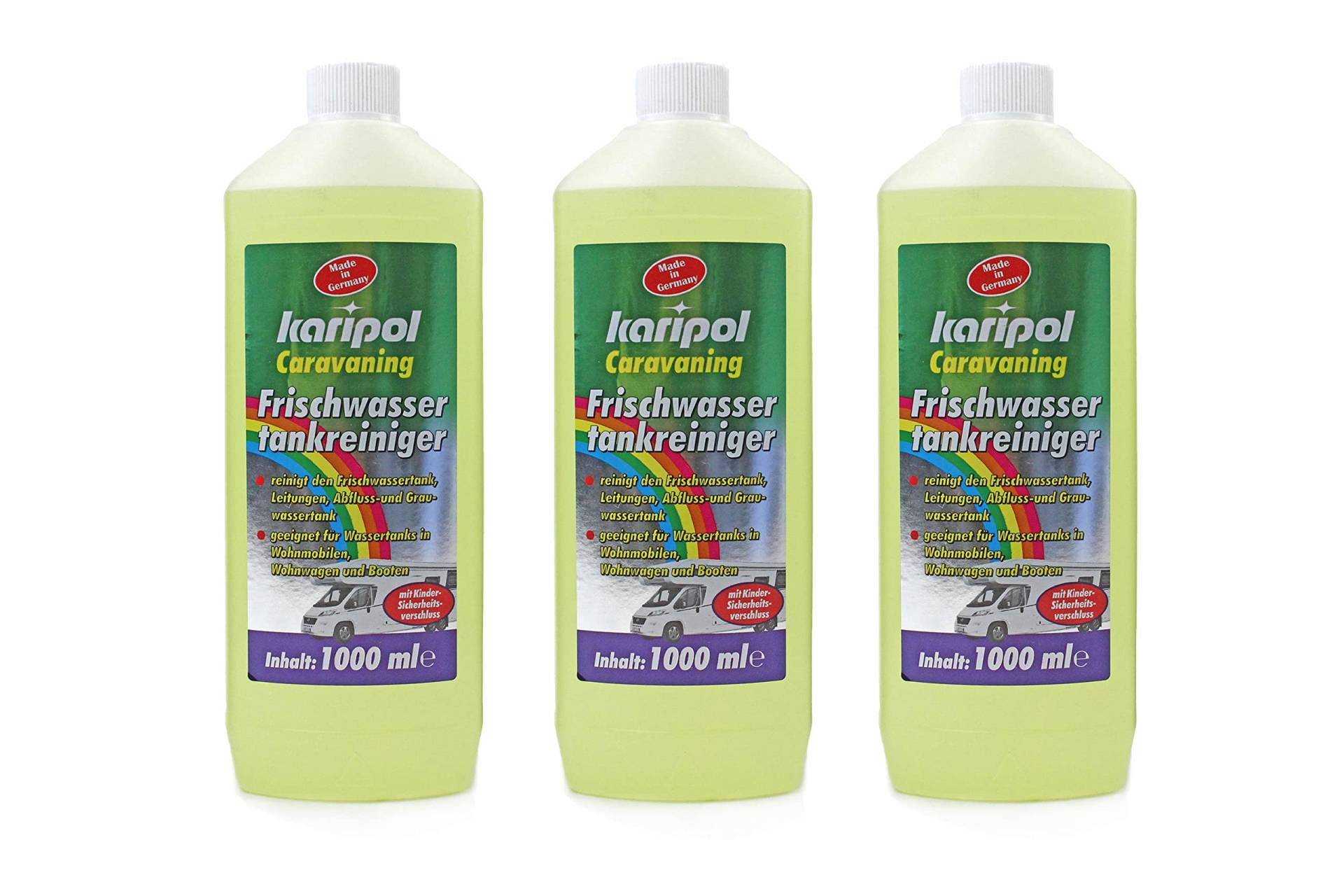 Karipol Abwassertank Reiniger Sanitärflüssigkeit 1L, gegen Gerüche lange Frische für Grauwasser Wohnmobil Boot Camping Chemietoilette Frischwassertankreiniger, löst Kalk Biologisch Abbaubar, Menge:3 Karipol Abwassertank Reiniger Sanitärflüssigkeit 1L, gegen Gerüche lange Frische für Grauwasser Wohnmobil Boot Camping Chemietoilette Frischwassertankreiniger, löst Kalk Biologisch Abbaubar, Menge:3 von BISOMO