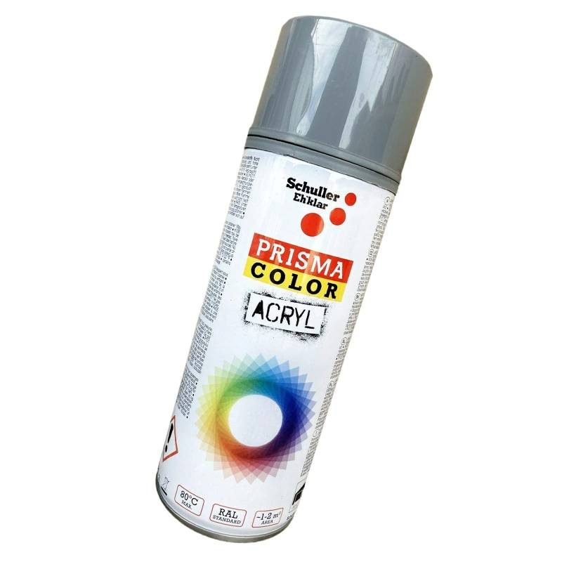 Lackspray Acryl Sprühlack Prisma Color RAL, Farbwahl, glänzend, matt, 400ml, Schuller Lackspray:Silbergrau RAL 7001 von BISOMO