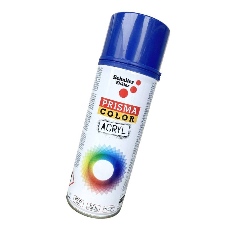 Lackspray Acryl Sprühlack Prisma Color RAL, Farbwahl, glänzend, matt, 400ml, Schuller Lackspray:Ultramarinblau RAL 5002 von BISOMO