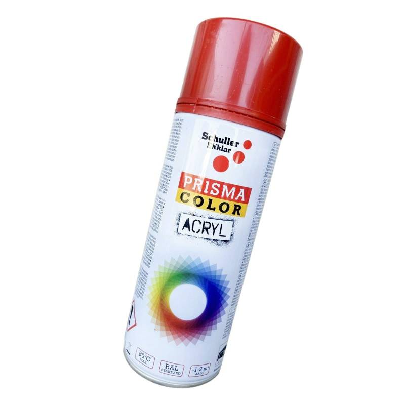 Lackspray Acryl Sprühlack Prisma Color RAL, Farbwahl, glänzend, matt, 400ml, Schuller Lackspray:Verkehrsrot RAL 3020 von BISOMO
