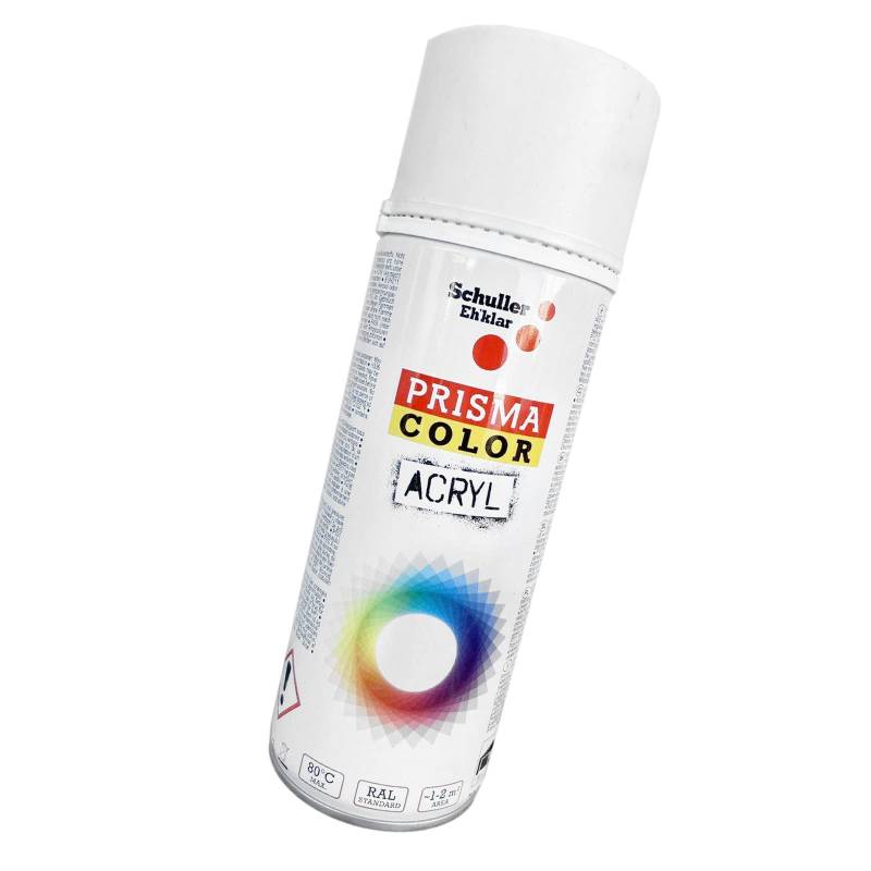 Lackspray Acryl Sprühlack Prisma Color RAL 9010M weiß matt, 400ml + Bisomo Sticker von BISOMO