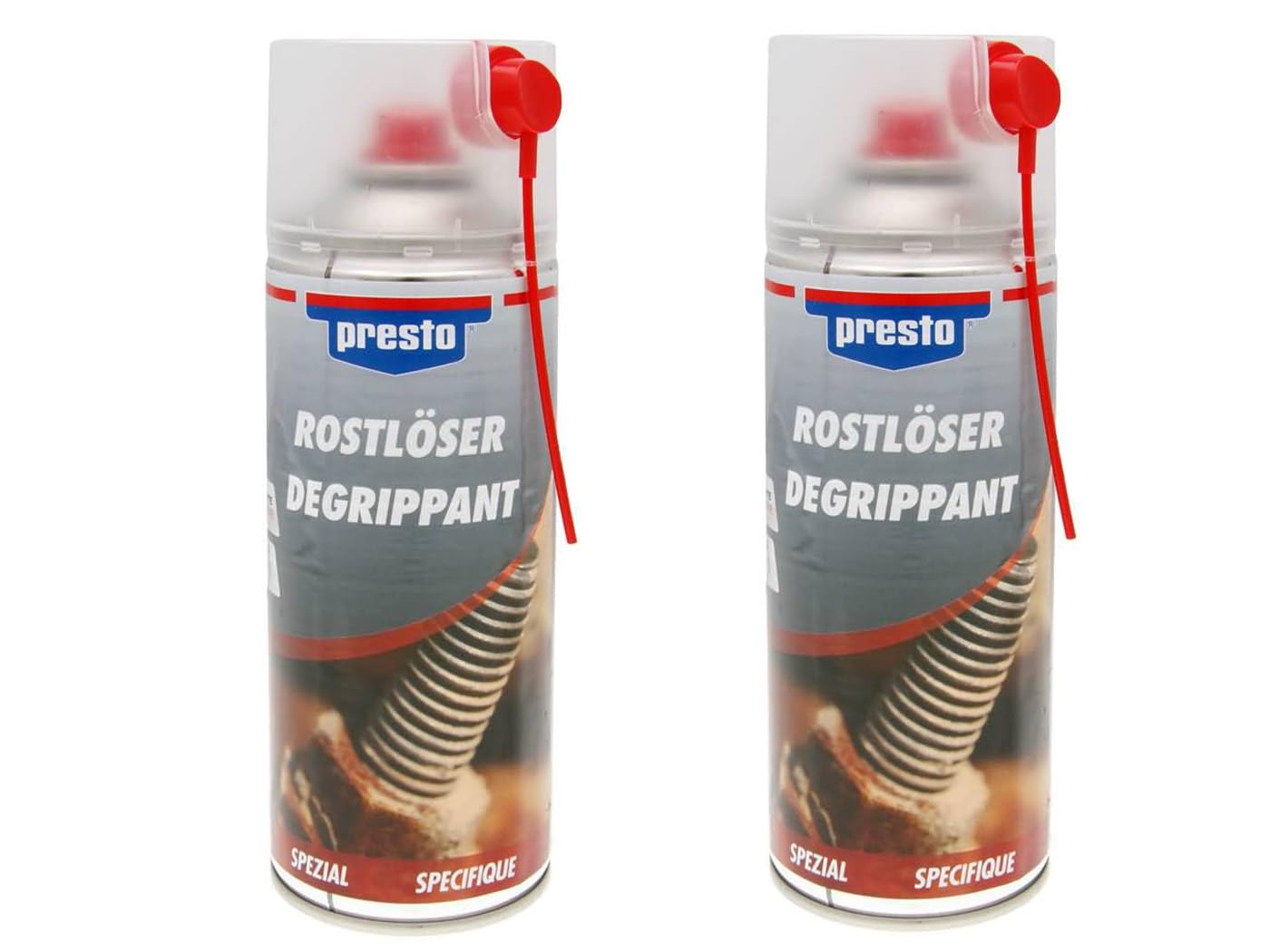 Presto Rostlöser Spray, 2x 400ml, Schraubenlöser, Rostentferner, Anti-Rost, Kriechöl, Rostumwandler - für Scharnier, Beschlag, Schraubverbindung, Schloss, Kette Presto Rostlöser Spray, 2x 400ml, Schraubenlöser, Rostentferner, Anti-Rost, Kriechöl, Rostumwandler - für Scharnier, Beschlag, Schraubverbindung, Schloss, Kette von BISOMO