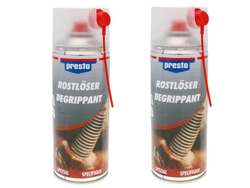 Presto Rostlöser Spray, 2x 400ml, Schraubenlöser, Rostentferner, Anti-Rost, Kriechöl, Rostumwandler - für Scharnier, Beschlag, Schraubverbindung, Schloss, Kette von BISOMO