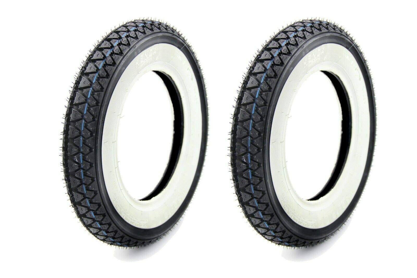 Reifen-Set aus 2 KENDA Weißwand Reifen 3,50 x 10 Zoll 51J 4PR Profil K333 für Roller von BISOMO