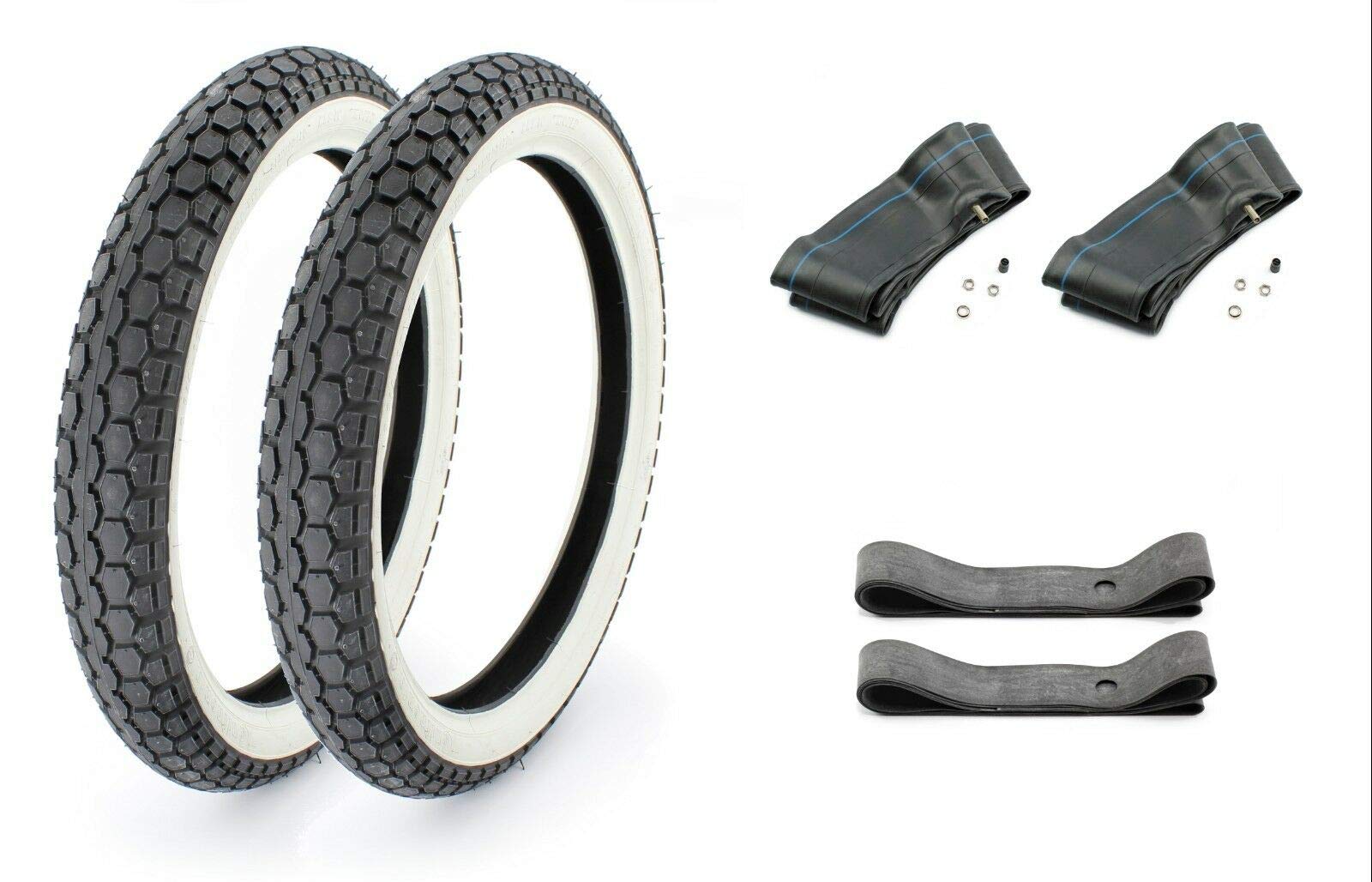 Reifen-Set: 2x Continental KKS10 Weißwand Reifen 2,75 x 17 Zoll, 47J inklusive Schläuche und Felgenbänder für Moped, Mofa, Motorrad 50ccm von BISOMO