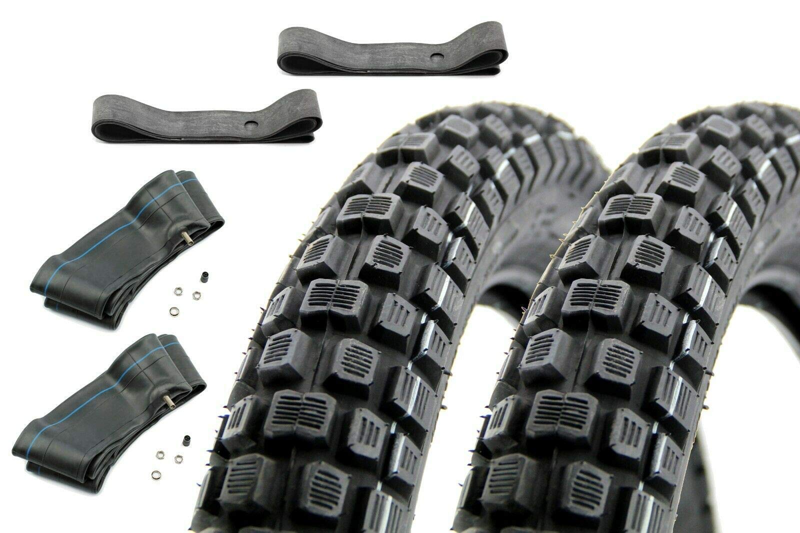 SET 2x Vee Rubber Moped Reifen 2,75 x 16 Zoll 46J Profil VRM186 inklusive 2x Schlauch und 2x Felgenband von BISOMO