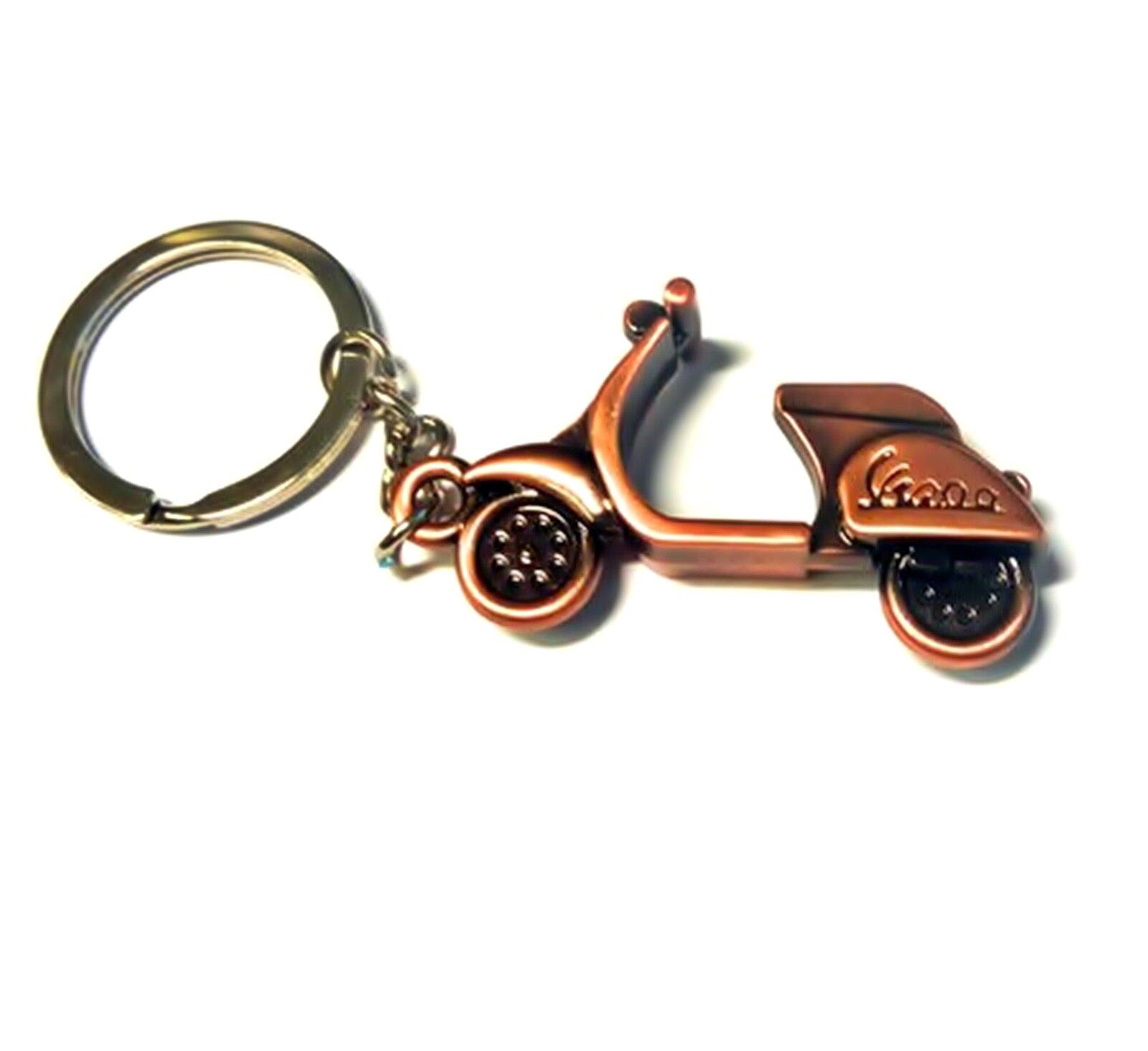 Schlüsselanhänger aus Metall - Kupfer/Bronze - mit geprägtem Marken Schriftzug für Roller-Fans von BISOMO
