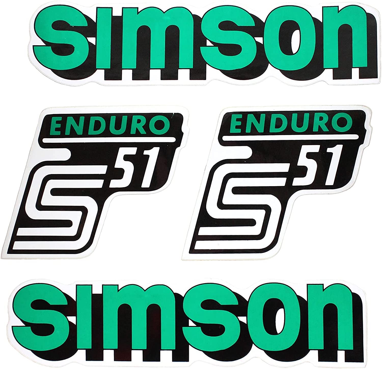 Set Aufkleber Simson S51 Enduro grün für Tank und Seitendeckel von BISOMO