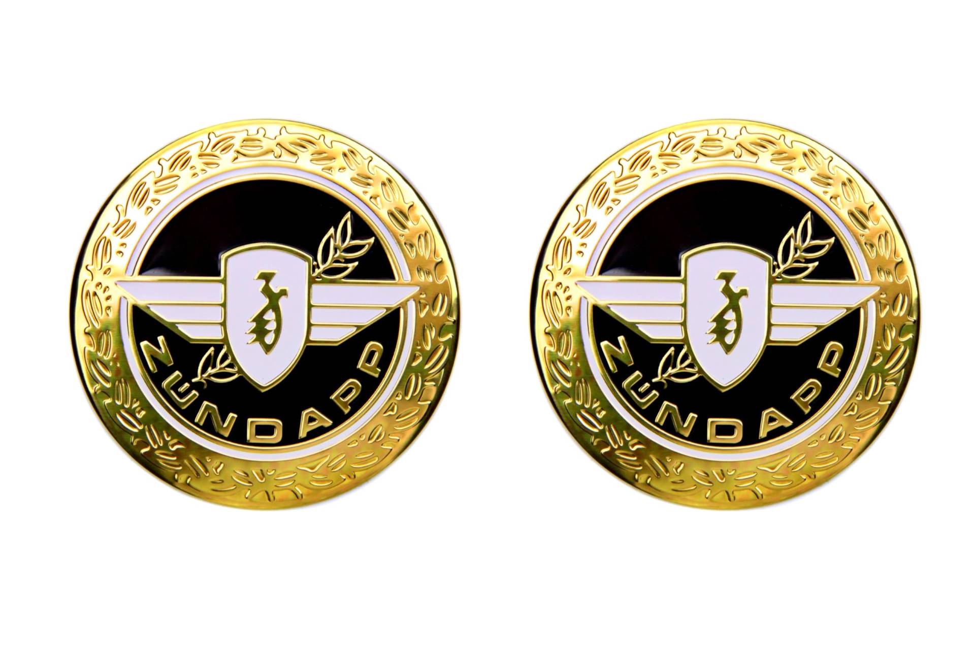 Set Zündapp Emblem Motiv 'Lorbeer' in Gold, Schwarz für den Tank Set Zündapp Emblem Motiv 'Lorbeer' in Gold, Schwarz für den Tank von BISOMO
