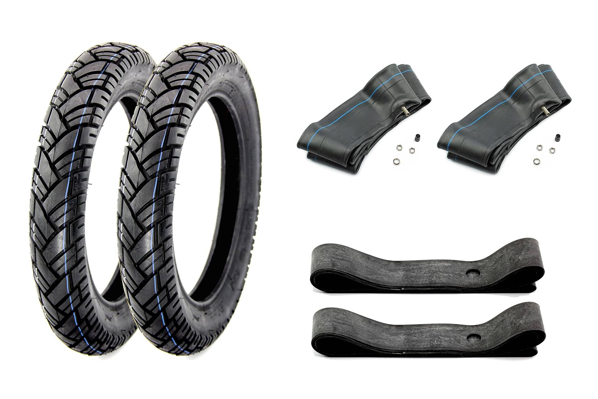 BISOMO Set 2x VEE RUBBER Reifen 3,00 x 12 Zoll, VRM 094 43J, Laufrichtungsgebunden, Schlauch und Felgenband für Simson Roller SR50, SR80 von BISOMO