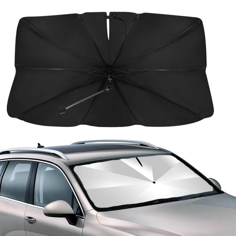 Sonnenschutz Auto Frontscheibe, Auto Sonnenschutz zu Frontscheibe Faltbar, Selbsthaftend UV Hitzeschutz Plane, Windschutzscheibe Auto Stützstange für Sommer 360° Drehbar (S) von BITOYO