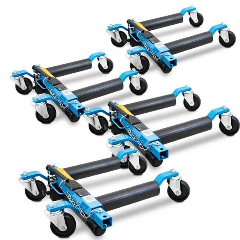 BITUXX 4 Stück PKW Rangierhilfe Rangierheber hydraulisch Wagenheber Auto Rangierroller Rangierheber belastbar bis 680 kg pro Rangierroller (Blau) von BITUXX