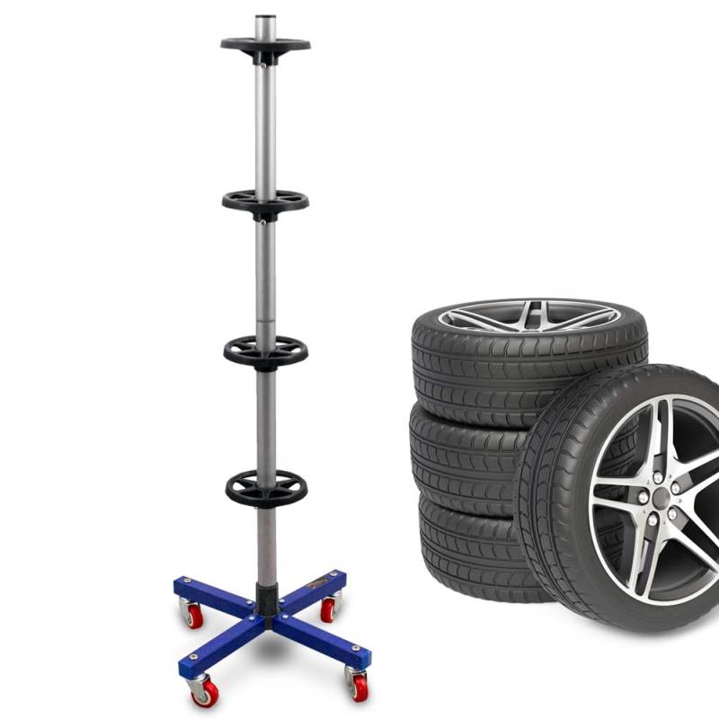 BITUXX Stabiler fahrbarer Felgenbaum Reifenwagen Felgenständer Reifenständer Radwagen bis 225mm Blau von BITUXX