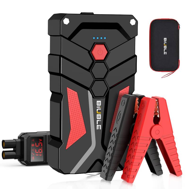 BIUBLE Starthilfe, 3000 A Spitze, 12 V, Autobatterie-Booster-Pack mit USB-Schnellladung 3.0, Lithium-Sprungbox mit LED-Licht (bis zu 8 l Gas oder 6,5 l Dieselmotor) von BIUBLE