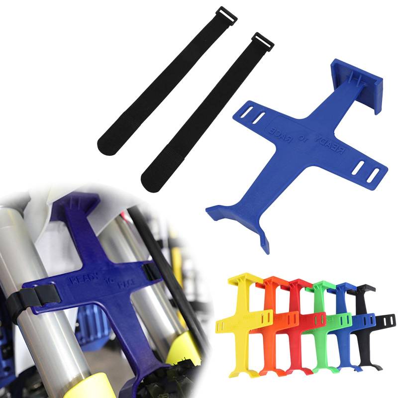 BIUGERCN Universal Motorrad Gabelschoner 28,4 cm Vorderradgabel Saver Gabelstütze Federungsschutz Protektor mit 2 Klettbändern für Dirt Pit Bike Motocross Enduro Blau von BIUGERCN