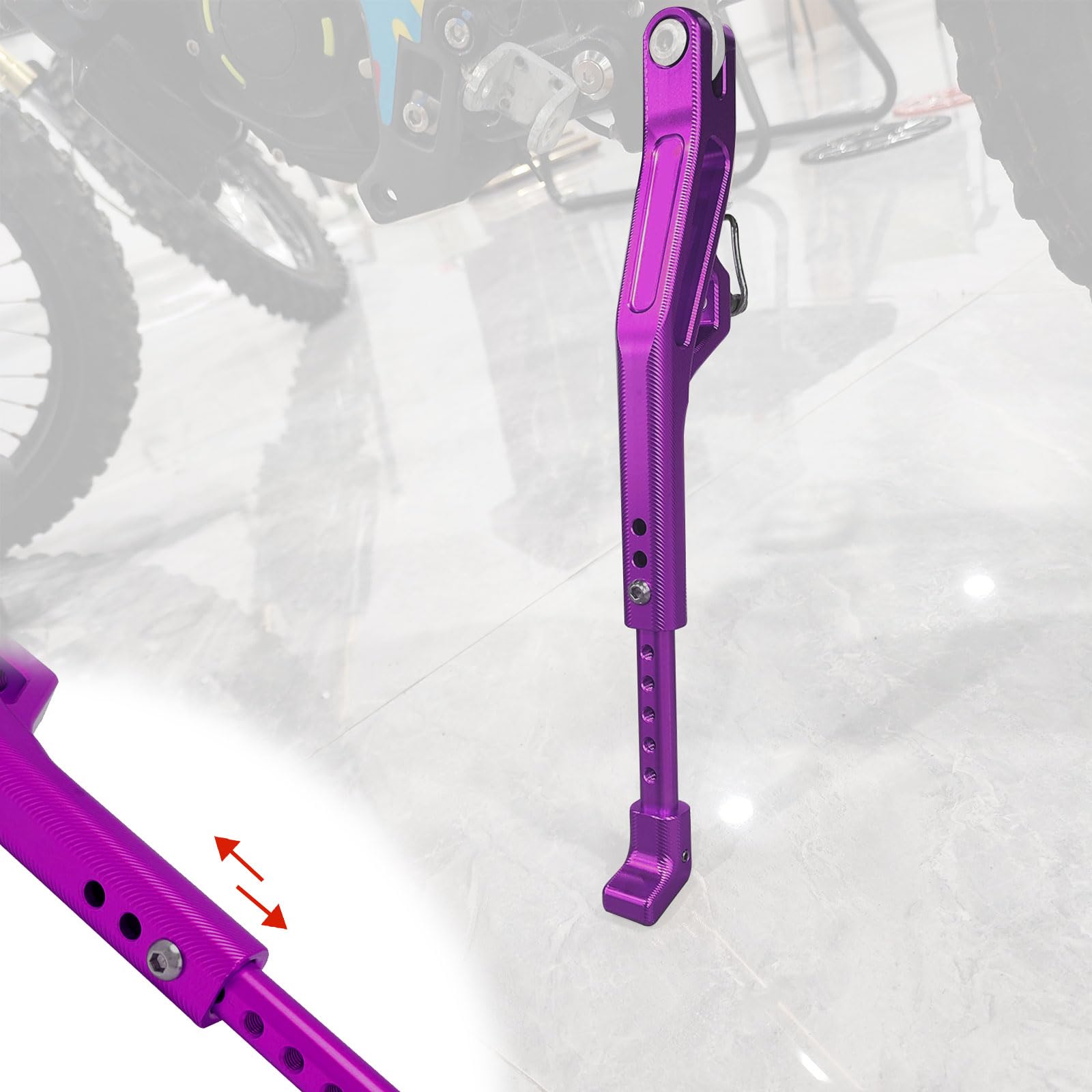 Motorrad für Sur Ron Kickstand Motorrad Kickstand Seite Aluminiumlegierung CNC Verstellbar für Surron Light Bee S/X Talaria Sting R MX4 X3 XXX Lila Motorrad für Sur Ron Kickstand Motorrad Kickstand Seite Aluminiumlegierung CNC Verstellbar für Surron Light Bee S/X Talaria Sting R MX4 X3 XXX Lila von BIUGERCN