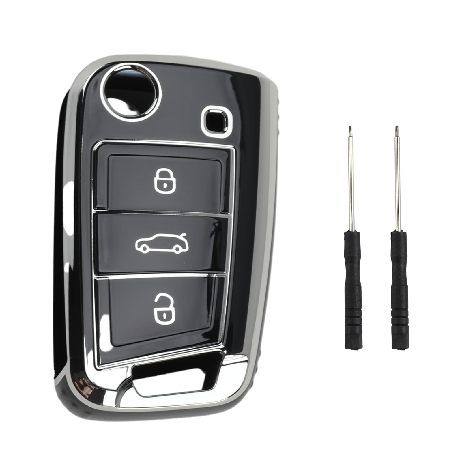 Auto-Schlüsselgehäuse 3 Tasten Fernbedienung Kompatibel mit VW Golf 7 Polo Skoda Octavia A7 Seat, Robustes ABS Hülle & Unbearbeitetes Klinge, Fahrzeugzubehör für Ersatz & Reparatur von BIVOFU