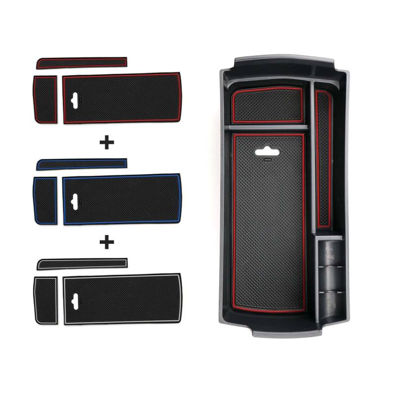 BIXUAN Aufbewahrungsbox für Peugeot 3008 5008 2016-2022 2023 C5 Aircross 2018-2025 DS7 Crossback 2017-2025 Handschuhfach Organizer mit Antirutschmatte für Mittelkonsole Geräuschreduzierung 3 Matten von BIXUAN