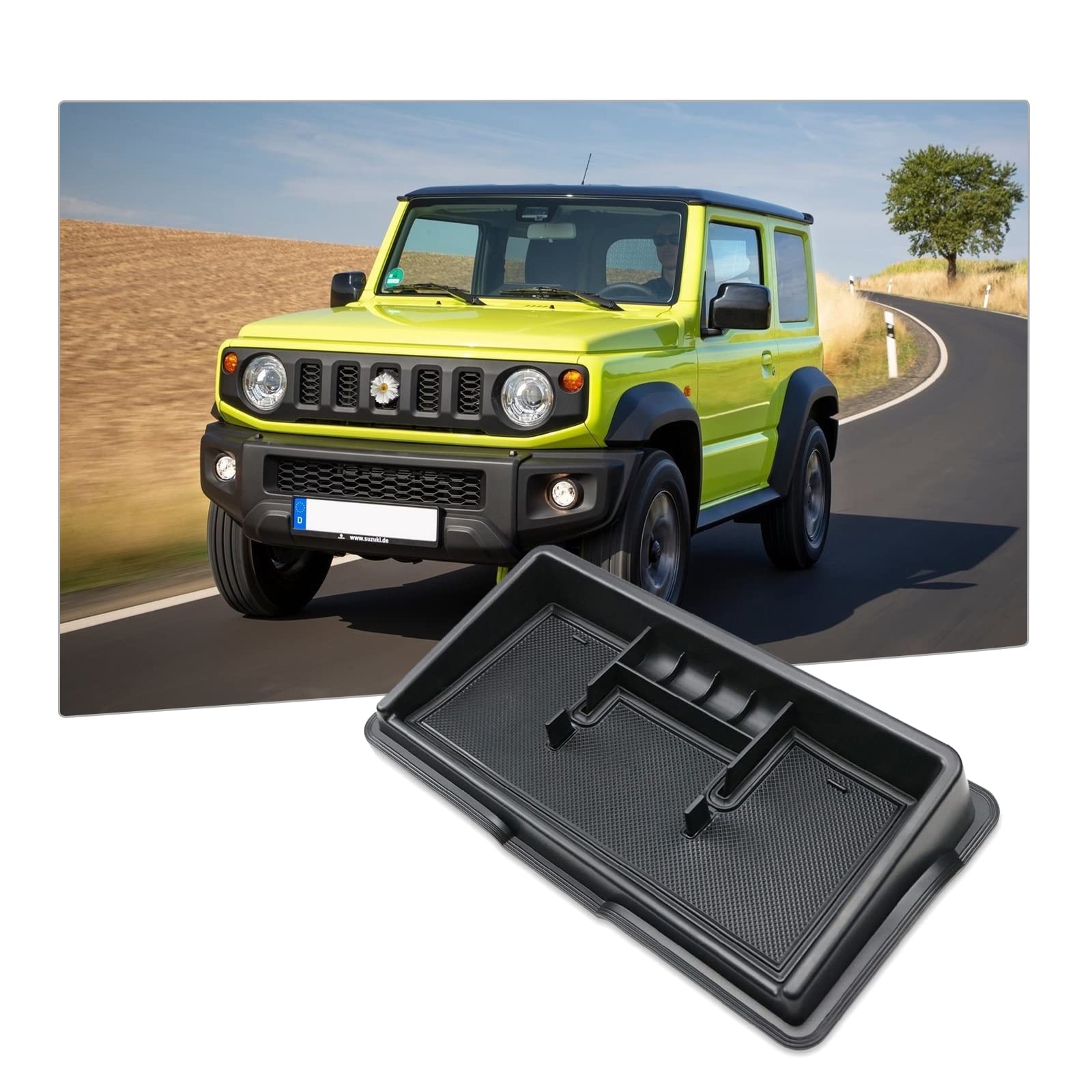 BIXUAN Aufbewahrungsbox kompatibel mit Suzuki Jimny JB64W JB74W 2018 2019 2020 2021 2022 2023 2024 Münze Verbesserte Version Armlehne Tray Auto Instrumententafel Jimny Aufbewahrungsbox Veranstalter von BIXUAN