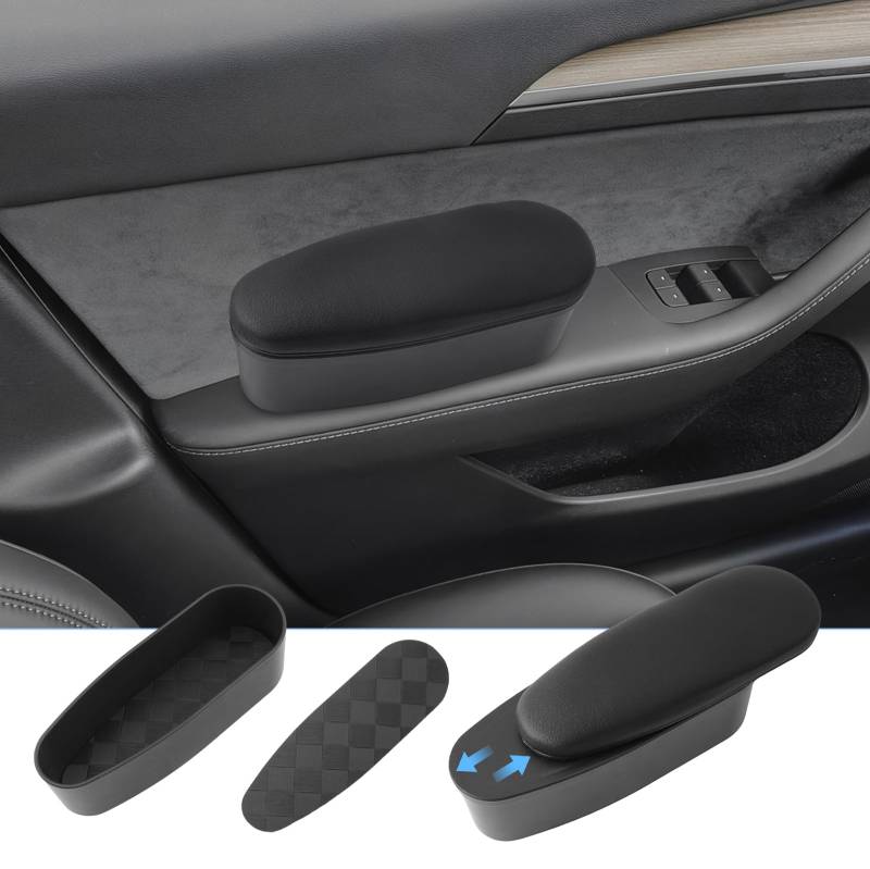 BIXUAN Autotürarmlehne Universal Pu Leder Auto Armlehne Linke Ellbogenstütze Kissen mit Aufbewahrungsbox Auto Armlehnenkissen Autotür Armlehnenpolster Anti-Rutsch-Matte von BIXUAN
