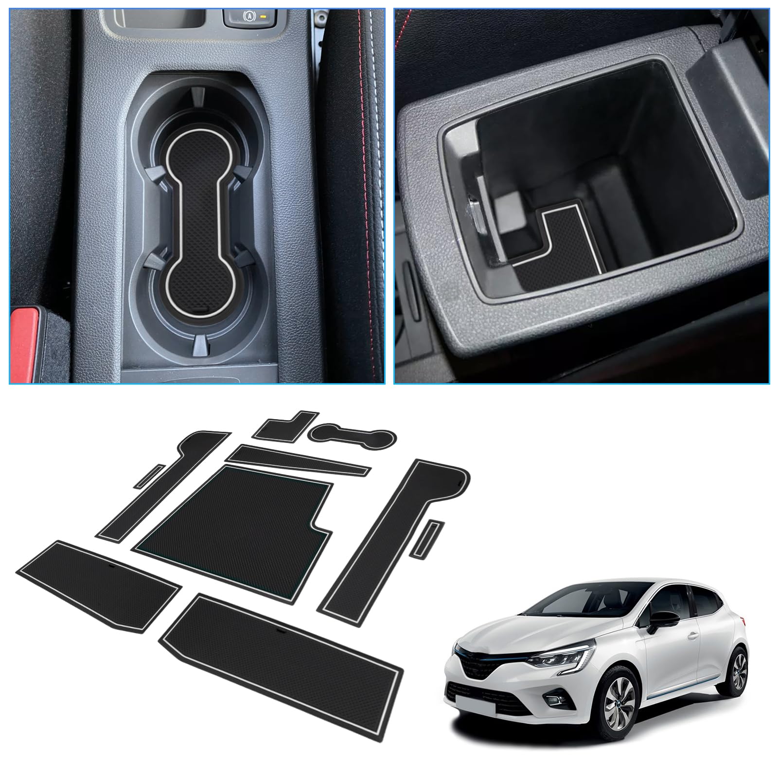 BIXUAN Clio5 kompatibel mit Renault Clio 5 2020 2021 2022 2023 2024 Gummi Fußmatten rutschfest Getränkehalter Auto-Innendekoration Antirutschmatten Gummimatten Mittelkonsole Armlehne Türnaht (Weiß) BIXUAN Clio5 kompatibel mit Renault Clio 5 2020 2021 2022 2023 2024 Gummi Fußmatten rutschfest Getränkehalter Auto-Innendekoration Antirutschmatten Gummimatten Mittelkonsole Armlehne Türnaht (Weiß) von BIXUAN