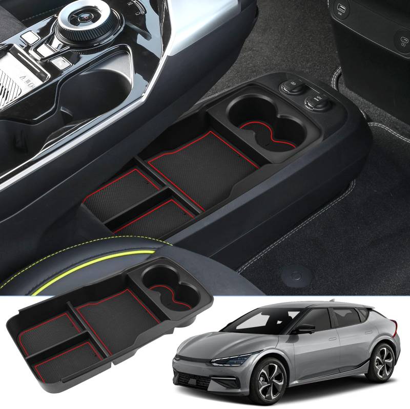 BIXUAN EV6 2024 kompatibel mit Kia EV6 2021 2022 2023 2024 2025 Mittelkonsole Aufbewahrungsbox, EV6 2023 Organizer Tray Handschuhfach Unten die Mittelkonsole Zubehör Interieur Zentrale Steuerung von BIXUAN