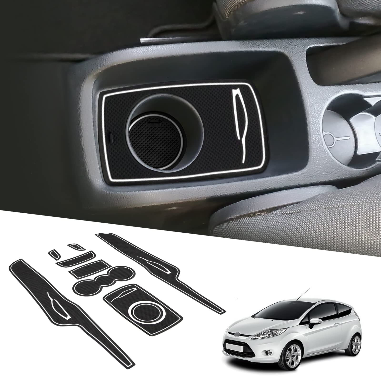 BIXUAN Fiesta 7 kompatibel mit Ford Fiesta MK7 2008-2012 Antirutschmatten Mittelkonsole Armlehne Gummimatten,Getränkehalter Matte, rutschfeste Türnaht Matten Türschlitzmatte 9 Stücke Weiss BIXUAN Fiesta 7 kompatibel mit Ford Fiesta MK7 2008-2012 Antirutschmatten Mittelkonsole Armlehne Gummimatten,Getränkehalter Matte, rutschfeste Türnaht Matten Türschlitzmatte 9 Stücke Weiss von BIXUAN