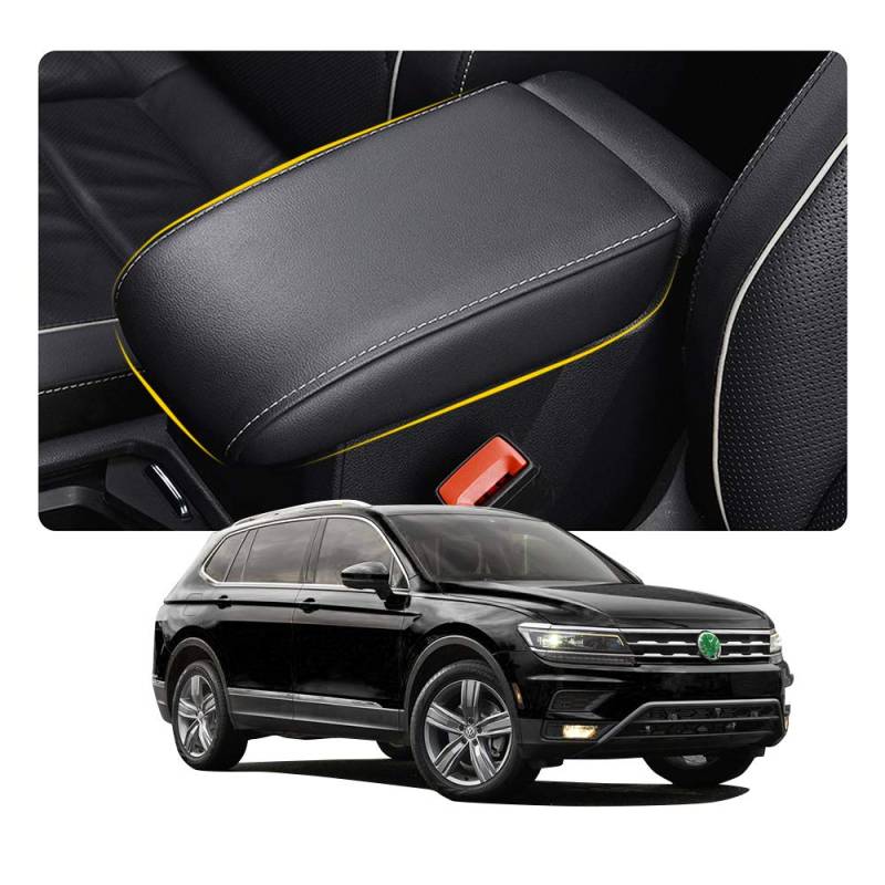kompatibel mit VW Tiguan 2 MK2 2016-2021 2022 2023 SEAT Tarraco FR 2019-2021 Armlehnen Abdeckung Wasserdicht Anti-Kratz-Schutz Box Armlehne Auto Dekorativ(Beige) von BIXUAN